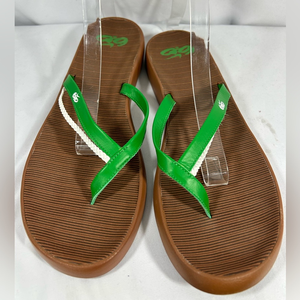 Nike 6.0 Vulcana Flip Flops Sz ll Sandals Thong Green Hand Braided Phylon Women